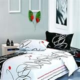 4 Pc Le Vele Black White Life Duvet Twin Bed Set New