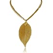 Designer 24K Gold Overlay Leaf Pendant on Multi Chain Necklace