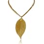 Designer 24K Gold Overlay Leaf Pendant on Multi Chain Necklace