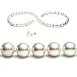 AAA Quality 18 Inch Round 7.5-8.0mm White Akoya SaltWater Cultured Pearl Necklace & Earrings Set