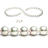 AAA Quality 18 Inch Round 7.5-8.0mm White Akoya SaltWater Cultured Pearl Necklace & Earrings Set
