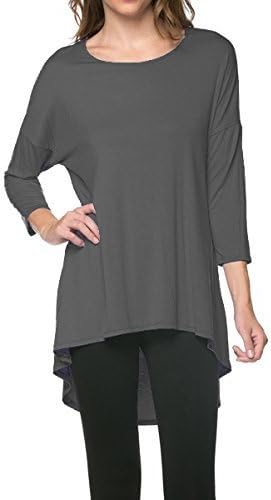 Women's Rayon Span High Low Tunic,Large,Dark Grey
