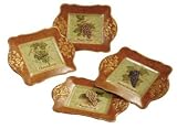 Square Porclain Wine Design Decorative Plates Set of 4