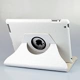 360 Degrees Rotating Stand (White Crocodile) Leather Case for Apple iPad 2 with Smart Cover Wake/Sleep function