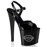 Pleaser Shoes WomenÕs TABOO-709RE-1, 7 1/2" Ankle Strap Sandal W/Rhinestone-Embedded Lips