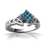 14K White Gold Blue Diamond Engagement Ring