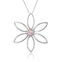 14k White and Rose Gold Pink Diamond Flower Pendant (.07 Ct)