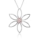 14k White and Rose Gold Pink Diamond Flower Pendant (.07 Ct)