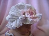 Duster Hat for Baby ~ White and Pink with Lace