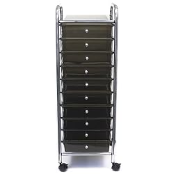 Advantus Corporation Cropper Hopper Home Center Rolling Cart, 10 Drawer Smoke