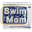 Sparkling Blue Swim Mom Italian Charm