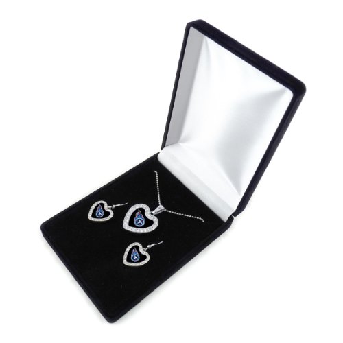 NFL Tennessee Titans Reversible Crystal Heart Pendant and Earrings in Satin Box