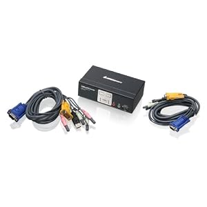 IOGear 2-Port KVMP Switch with USB 2.0 Hub and Audio GCS1802 (Black) by Iogear