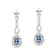 14K White Gold London Blue Topaz and Diamond Earrings