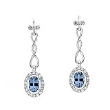 14K White Gold London Blue Topaz and Diamond Earrings
