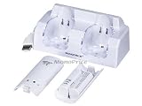 Double Charger Station with Blue Light for Wii(with 2 pcs 2800MAH Battery and use USB Char