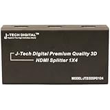 J-Tech Digital TM 4 Ports HDMI 1x4 Powered Splitter Ver 1.3 Certified for Full HD 1080P with Deep Color & HD Audio and Max Bandwidth of 10.2Gbps