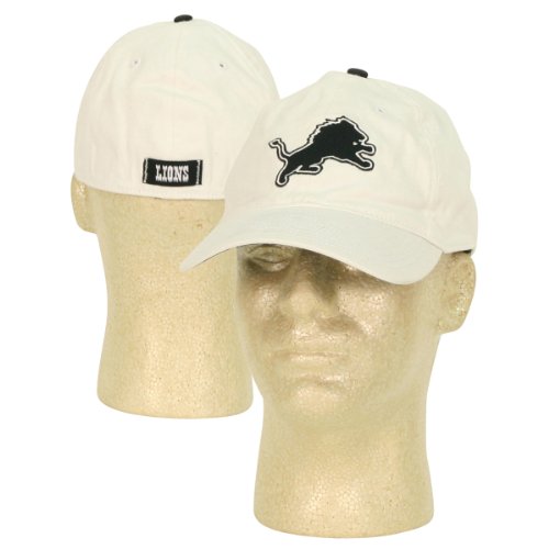 Detroit Lions White w/ Black Logo Slouch Style Fitted Hat -One Size Fits All