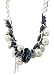 Alex Carol Denim & Chunky Pearl Chain Bib Style Necklace