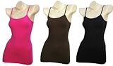 Women's 3-Pack Seamless Solid Colors Camisole - Small/Medium - Black/Brown/Hot-Pink