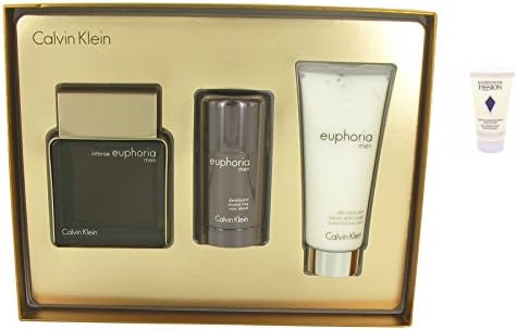 Calvín Kléin Intense Euphoriá Men Gift Set - 3.3 oz Eau De Toilette Spray + 2.6 oz Alcohol Free Deodorant Stick + 3.4 oz After Shave Balm + a FREE 1.7 oz Body Wash