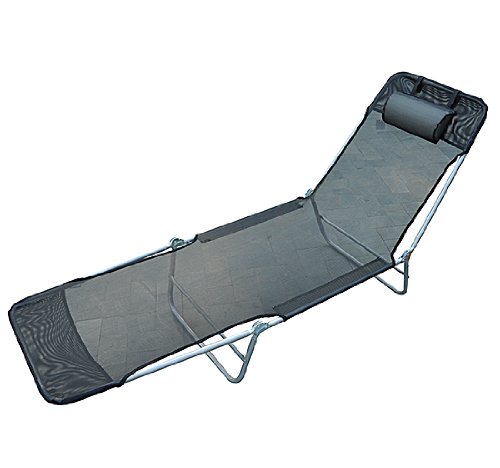 SUN BED CHAIRS GARDEN LOUNGER RECLINER ADJUSTABLE BACK RELAXER CHAIR FURNITURE BLACK