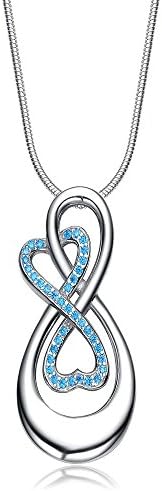 Zhane Infinity Collections Love You Infinity Rhodium Plated 925 Sterling Silver Round Cut cubic Zirconia Necklace Fine Jewelry For Women (Blue) 21" Chain