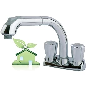 cleanFLO Eco Friendly Chrome Finish Kitchen Or Laundry Sink Faucet With Pull Out Spray Head