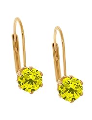 1.60 Ct Round Canary Diamond 14K Yellow Gold Earrings