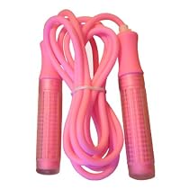 Adjustable Nylon Skipping Rope Speed Ropes With Rubber Handles Plastic Pink