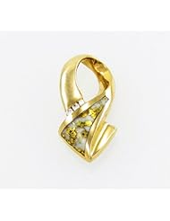 Gold Quartz and 14 Karat Gold Ribbon and Diamond Pendant -Mined in California