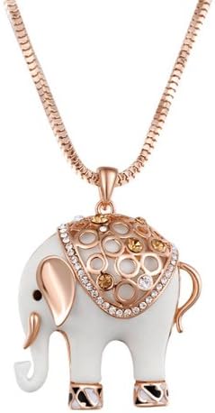 Chaomingzhen Gold Plated Cute Fat Elephant Pendant Long Necklace Austrian Crystal for Women Fashion Jewelry