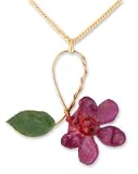 Natural orchid gold-plated flower necklace, 'Sublime'