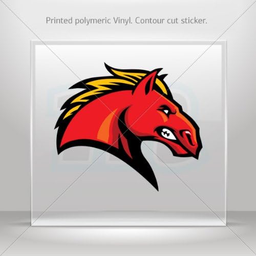 Stickers Decals Mascot Racing Horse Head Red car helmet window bike Garage door 6 X 5.3 Inches Vinyl color print 0600 W7349