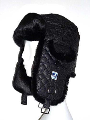 Cozy Z Winter Diamond Rabbit Fur Aviator Hat Size M/L Color Black/Black