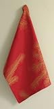Embroidered Spruce Jacquard Dishtowel - Red