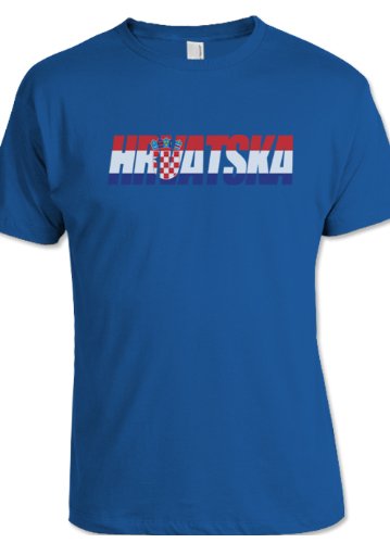 net-shirts KROATIEN FLAGFONT SHIRT T-Shirt, Größe XXL, Royal