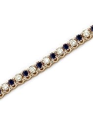 14K Yellow Gold Round Sapphire and Diamond Bracelet