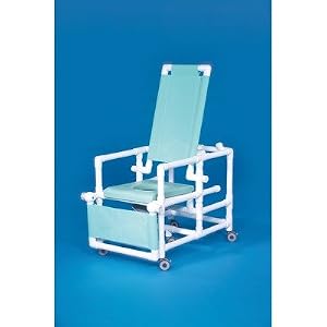 Deluxe Reclining Shower Commode Mesh Backrest Color: Teal, Seat Color: Navy
