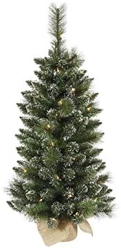 Vickerman Green Plastic 3-foot Snow-tipped Mixed Pine and Berry Christmas Tree with 50 Warm White LED Lights