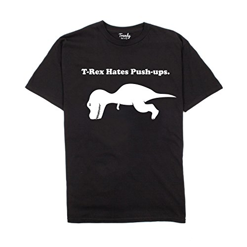 T-rex Hates Pushups Funny Mens T-shirt Gym Shirts Black/White L