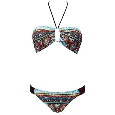 Bikini Set Brown Bandeau Top & Bottom