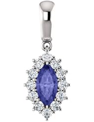 14K White Gold 8.00x4.00mm Marquise Cut Tanzanite and Diamond Pendant -- LIFETIME WARRANTY