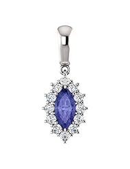 Platinum 8.00x4.00mm Marquise Cut Tanzanite and Diamond Pendant -- LIFETIME WARRANTY