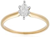  : 10k Yellow Gold Marquise Solitaire Diamond Engagement Ring (1/4 ct, J-K Color, I2-I3 Clarity), Size 7