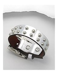 Silver Leather Bracelet In White Base