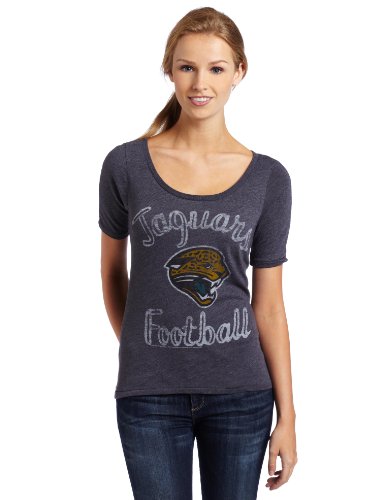 NFL Women's Jacksonville Jaguars Heather Vintage Thermal Sleeve Athletic Tee (Black Wash, Large)