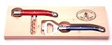 Laguiole Jean Dubost 2 piece stainless steel blades and acrylic colored handles corkscrew and opener in wood case