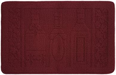 Structures Textured Loop Oblong 18" x 28" Wine Bottle Kitchen Rug, Barn Red