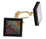 Unique Multi Stone Set Cufflinks with Presentation Box. Made in the USA